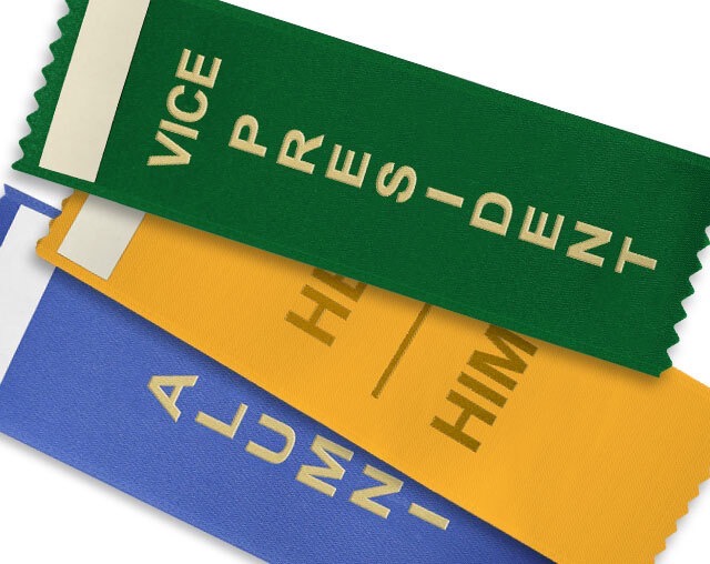 Stock Badge Ribbons: 50 Titles, Variety Of Colors