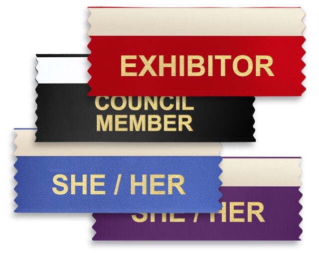 Stock Badge Ribbons: 50 Titles, Variety Of Colors