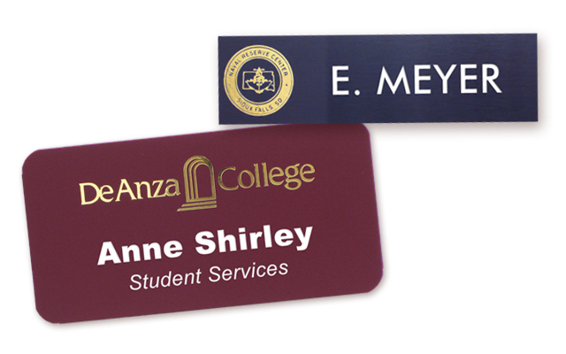 metallic hot stamped name tags (plastic)