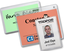 Badge holders with printable inserts to use while planning a conference