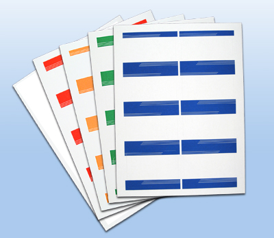 adhesive name badge sheets in five different colors