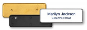 consider using classy name tag frames - small, medium and large 