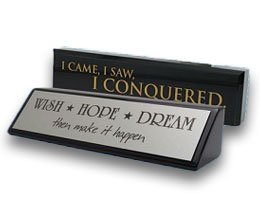 acrylic name plates and executive desk wedges are perfect for corporate gifting