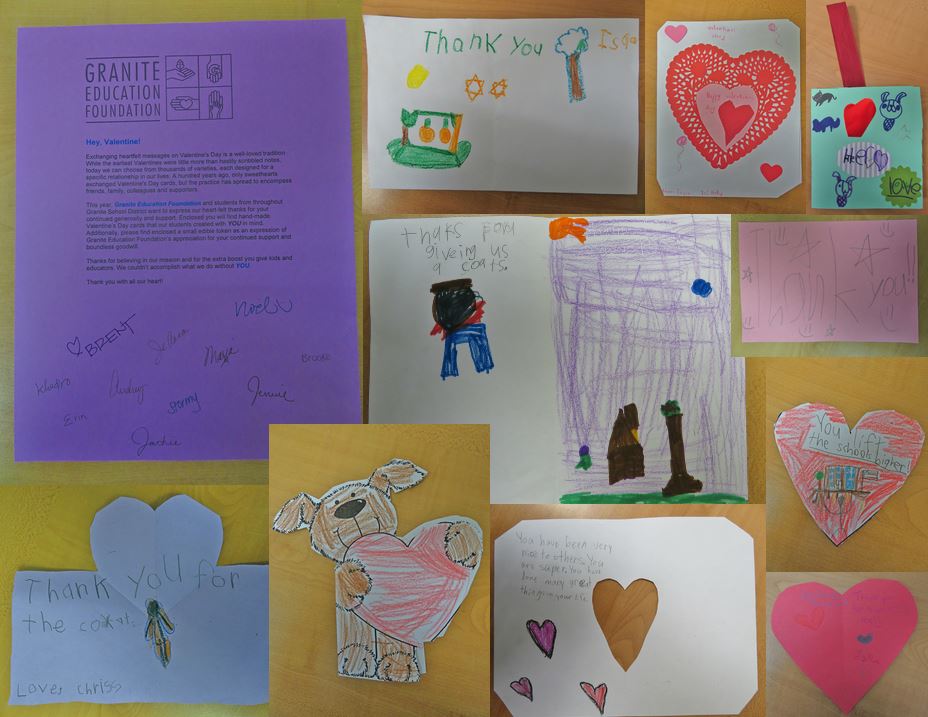 2018 GEF Valentine's Day Cards from students to Coller Industries.