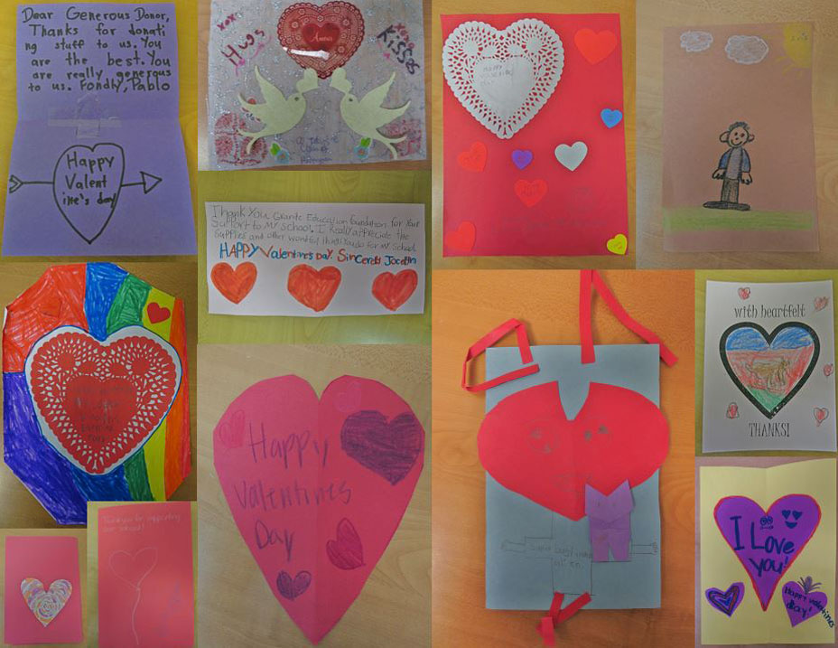 2018 GEF Valentine's Day Cards from students to Coller Industries.